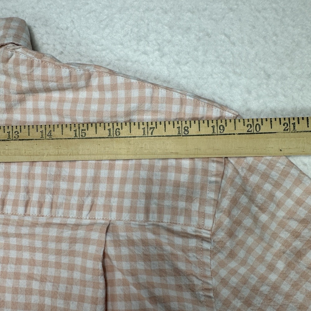 Crown & Ivy Mens Large Peach Gingham Button Down LS Shirt Classic Fit Cotton - Picture 8 of 8